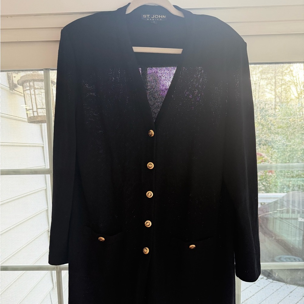 St. John Women’s Black Sweater Jacket Cardigan Size 16